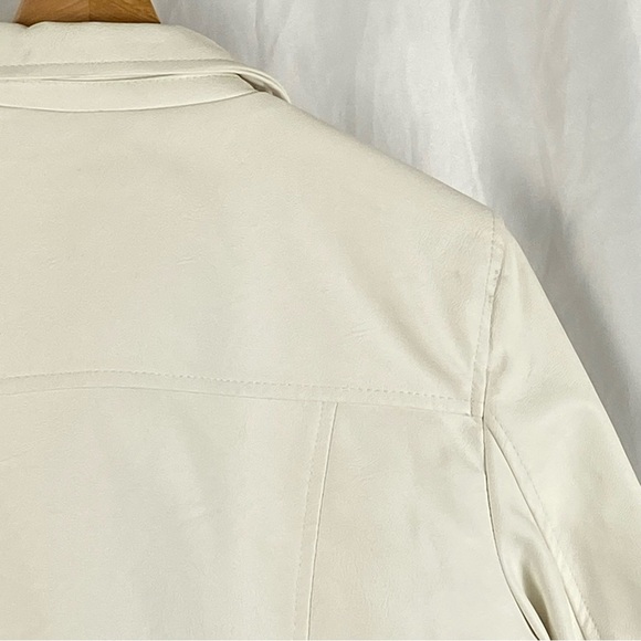 Love Tree White Vegan Leather Moto Zipper Jacket Size Large - Picture 13 of 16